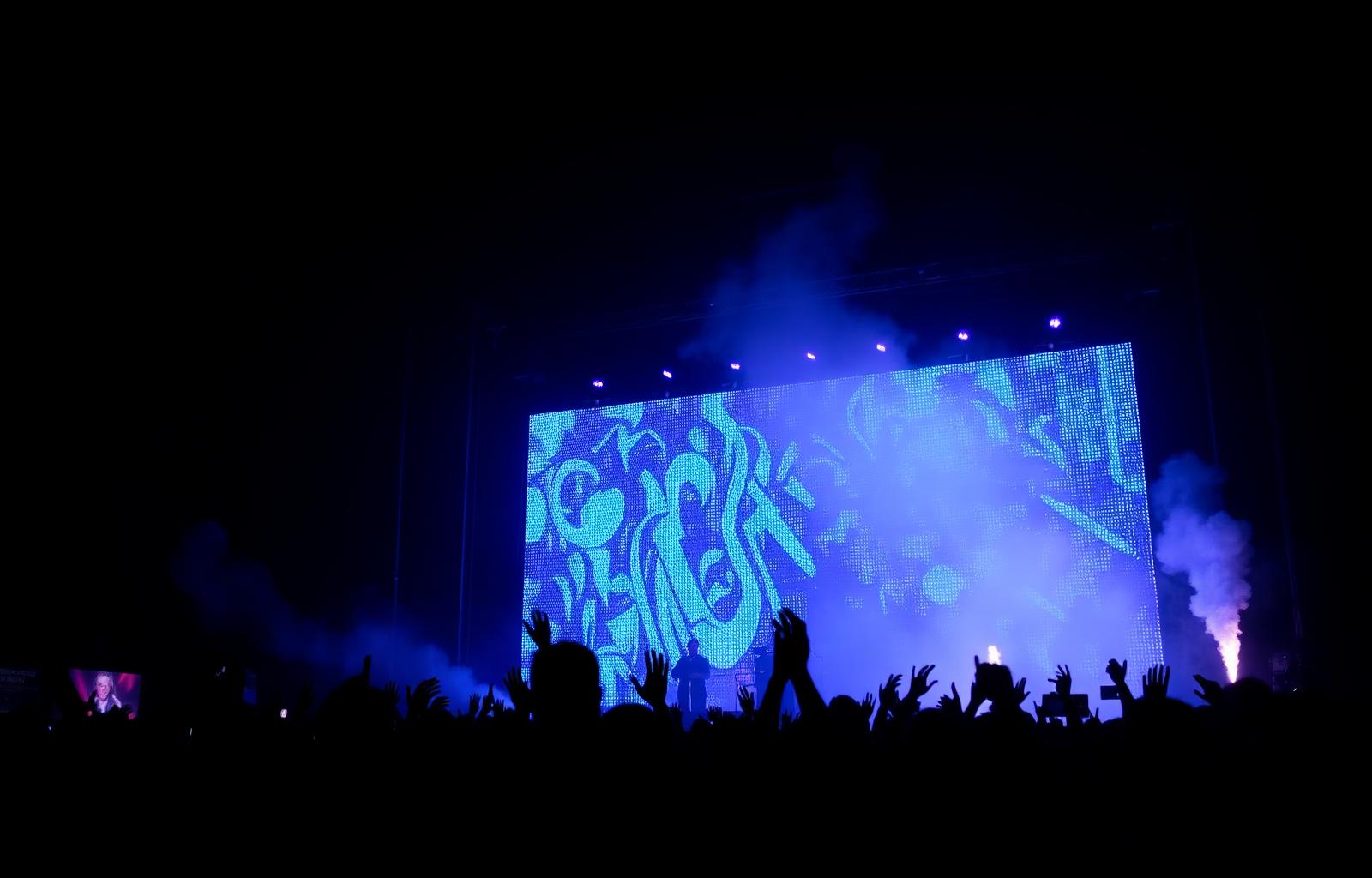 Concert stage with branded LED wall